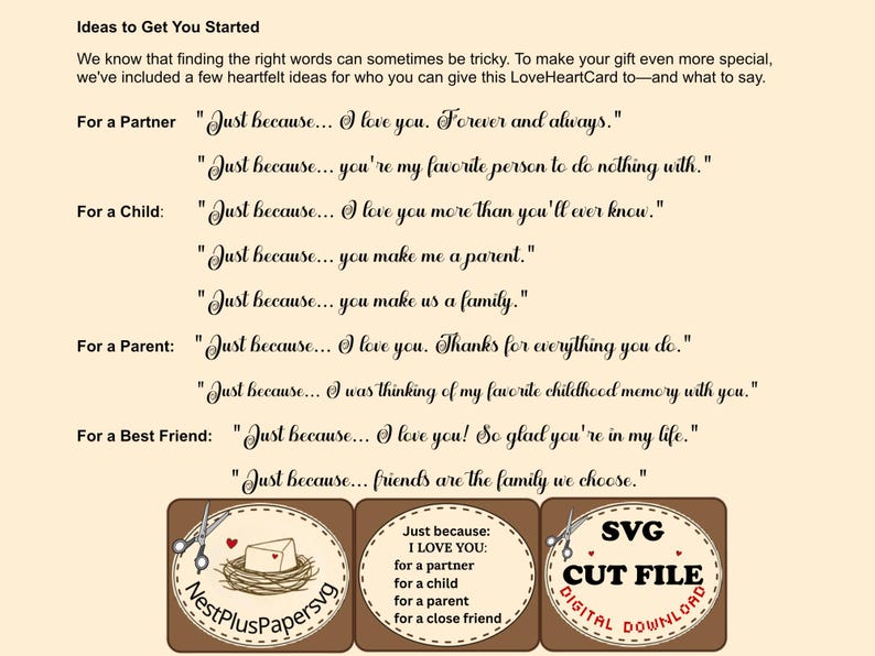 Love Heart A2 SVG Card Cut File, Handmade Paper Craft Digital Download, DIY Card Template for cutting machine, Partner Child Parent Friend imagen 6