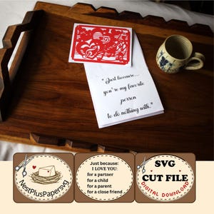 Love Heart A2 SVG Card Cut File, Handmade Paper Craft Digital Download, DIY Card Template for cutting machine, Partner Child Parent Friend imagen 7