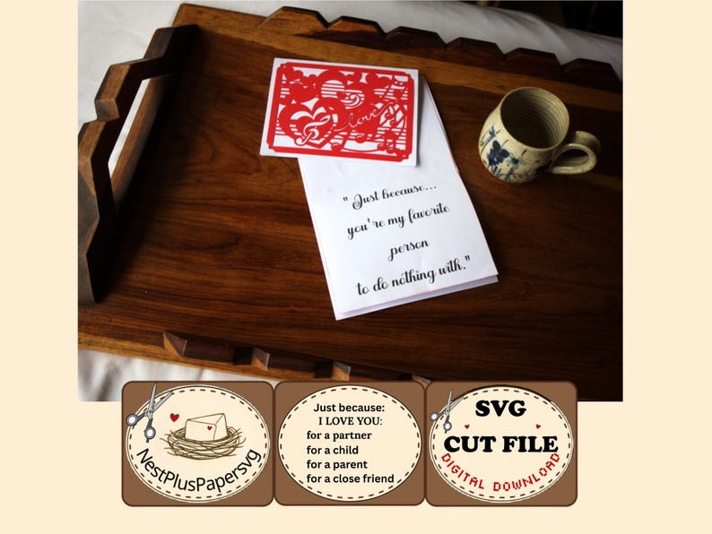 Love Heart A2 SVG Card Cut File, Handmade Paper Craft Digital Download, DIY Card Template for cutting machine, Partner Child Parent Friend imagen 7