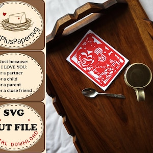 Love Heart A2 SVG Card Cut File, Handmade Paper Craft Digital Download, DIY Card Template for cutting machine, Partner Child Parent Friend imagen 12