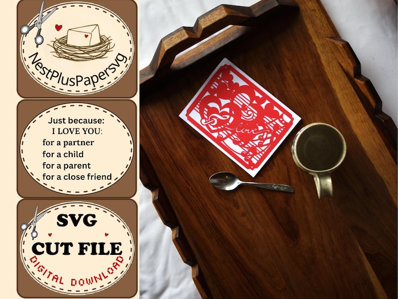 Love Heart A2 SVG Card Cut File, Handmade Paper Craft Digital Download, DIY Card Template for cutting machine, Partner Child Parent Friend imagen 12