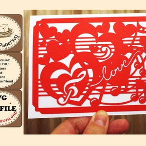 Love Heart A2 SVG Card Cut File, Handmade Paper Craft Digital Download, DIY Card Template for cutting machine, Partner Child Parent Friend imagen 3