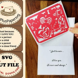 Love Heart A2 SVG Card Cut File, Handmade Paper Craft Digital Download, DIY Card Template for cutting machine, Partner Child Parent Friend imagen 9