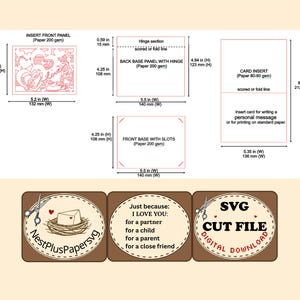 Love Heart A2 SVG Card Cut File, Handmade Paper Craft Digital Download, DIY Card Template for cutting machine, Partner Child Parent Friend imagen 5