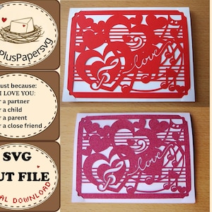 Love Heart A2 SVG Card Cut File, Handmade Paper Craft Digital Download, DIY Card Template for cutting machine, Partner Child Parent Friend imagen 11