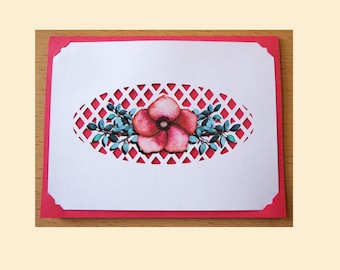 Watercolor Flower Trellis Card SVG, Print and Cut Greeting Card, Layered Insert Card Design, Cricut, Silhouette Cut File, DIY Card Template