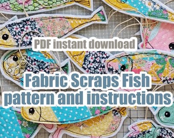 PDF pattern Fabric Scraps Fish Pattern with Step-by-Step Instructions - instant download