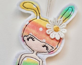 Easter fairy Free motion embroidery spring decoration flower fairy