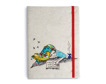 Reading girl Moleskine Cover, Journal Cover, Notebook cover, favourite book cover, Gift for Writers