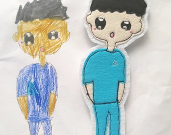 Turn your childrens artwork into fabric charms; Free motion embroidery decoration