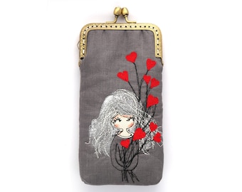 iPhone Case / Glasses Case - To my lover Free Motion Embroidery (iPhone 15 14 Pro/Pro Max/Plus, Samsung Galaxy S23/S23+ etc.)