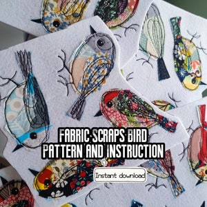 PDF pattern Fabric scraps bird Pattern with Step-by-Step Instructions - instant download