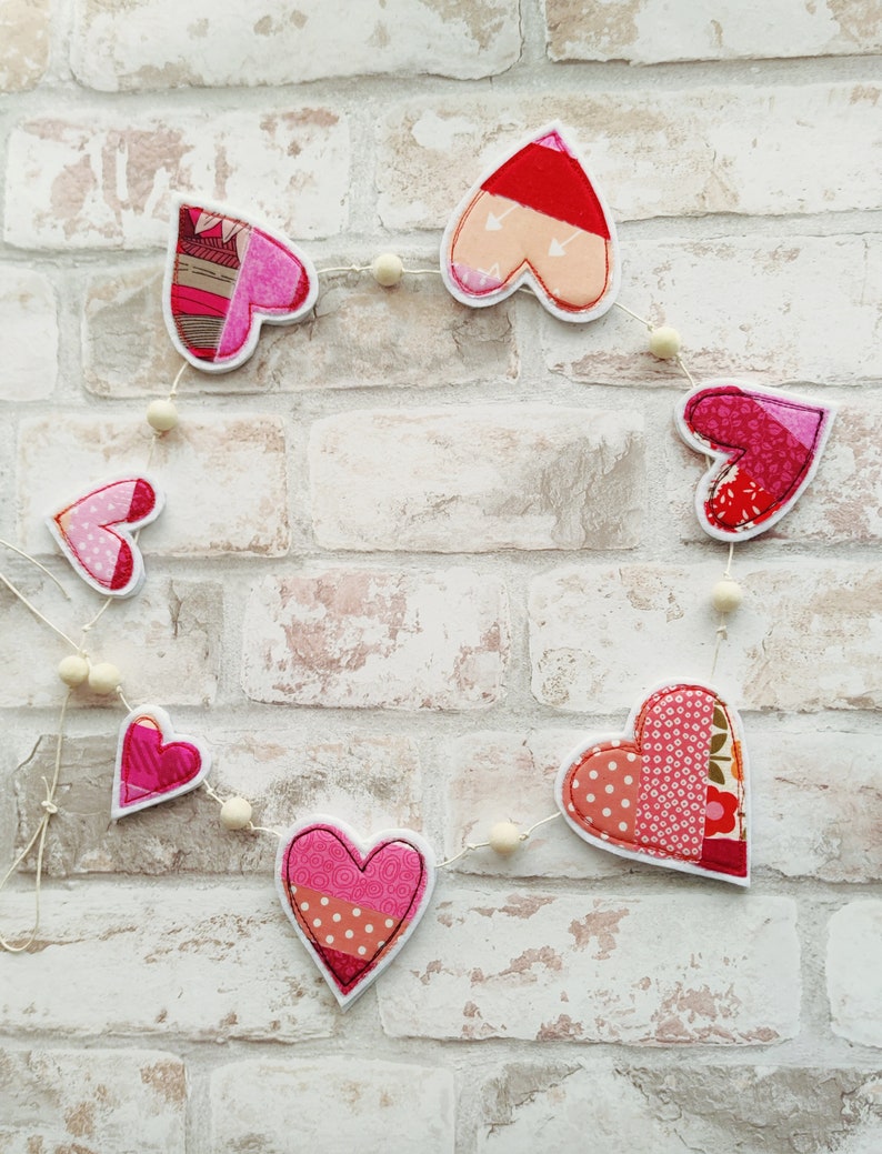 PDF pattern Fabric Scraps Heart Keyring and Garland Pattern with Step-by-Step Instructions instant download image 6