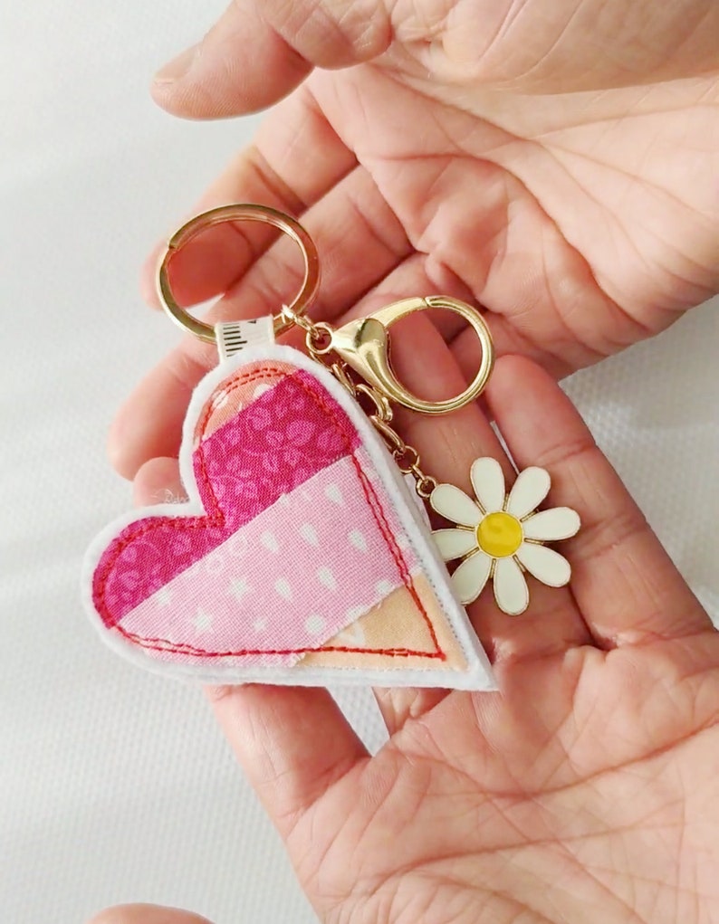 PDF pattern Fabric Scraps Heart Keyring and Garland Pattern with Step-by-Step Instructions instant download image 4