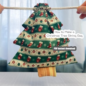 PDF Christmas Tree String Draw Bag Pattern with Step-by-Step Instructions - instant download