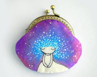 Whimsical Sky Vintage Hand Painted Mermaid Coin Purse