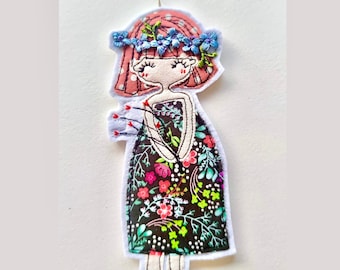 Free motion embroidery flower ring girl decoration flower fairy