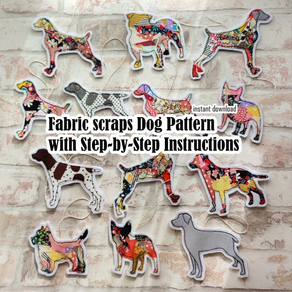 PDF pattern Fabric Scraps Dog Pattern with Step-by-Step Instructions - instant download