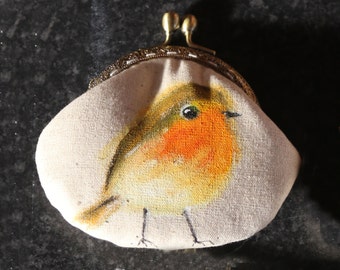 Robin Hand painted Vintage Purse (My Secret Garden)