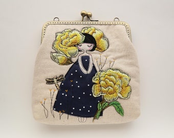 My Sunshine Clutch Bag Free Motion Embroidery (Cosmetic Case, Makeup Pouch, Travel Bag, Bag Belt)