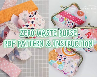 PDF pattern Zero Waste Card and Coin Purse Pattern with Step-by-Step Instructions - instant download