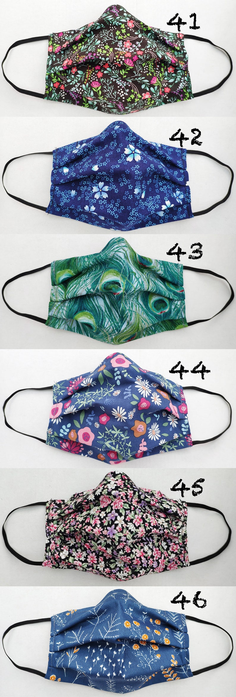 Handmade Washable Face Mask With Adjustable Ear Loops Nose Etsy UK