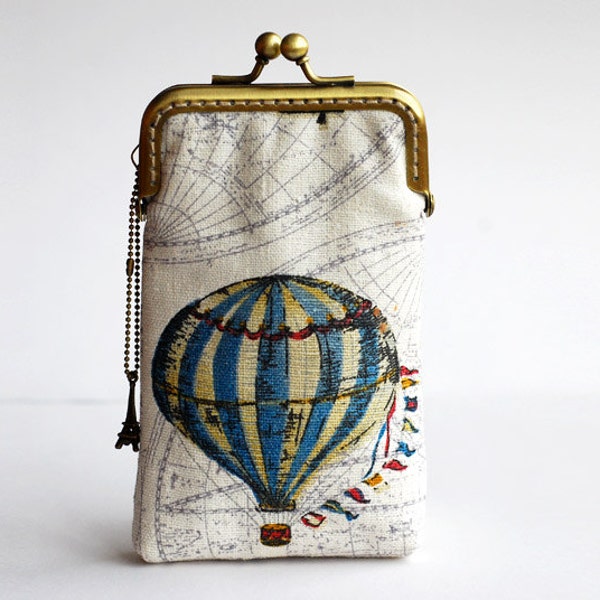 Hot Air Balloon iPhone case fabric gadget case iPhone sleeve / Glasses Case (iPhone 14 13 Pro/Pro Max/Plus, Samsung Galaxy S22/S22+ etc.)