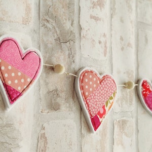 PDF pattern Fabric Scraps Heart Keyring and Garland Pattern with Step-by-Step Instructions instant download image 2