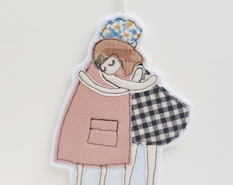 Mother's day gift with Free motion embroidery hug mum