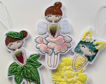 Free motion embroidery spring flower girls decoration flower fairy