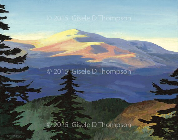 Sunrise on Mount Washington, NH,  Matted 12x16 print, fits 16x20 frame or 8x10 fits 11x14 frame