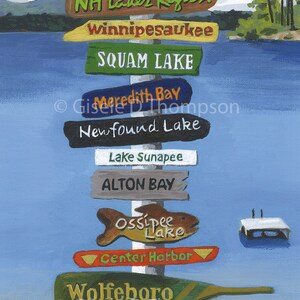 Matted 8x12 print of NH Signpost Paintings, choose from any of the 7 NH regions available, fits 11x14 frame, sample is Franconia Notch image 4