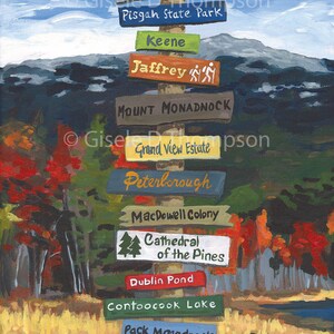 Matted 8x12 print of NH Signpost Paintings, choose from any of the 7 NH regions available, fits 11x14 frame, sample is Franconia Notch image 6