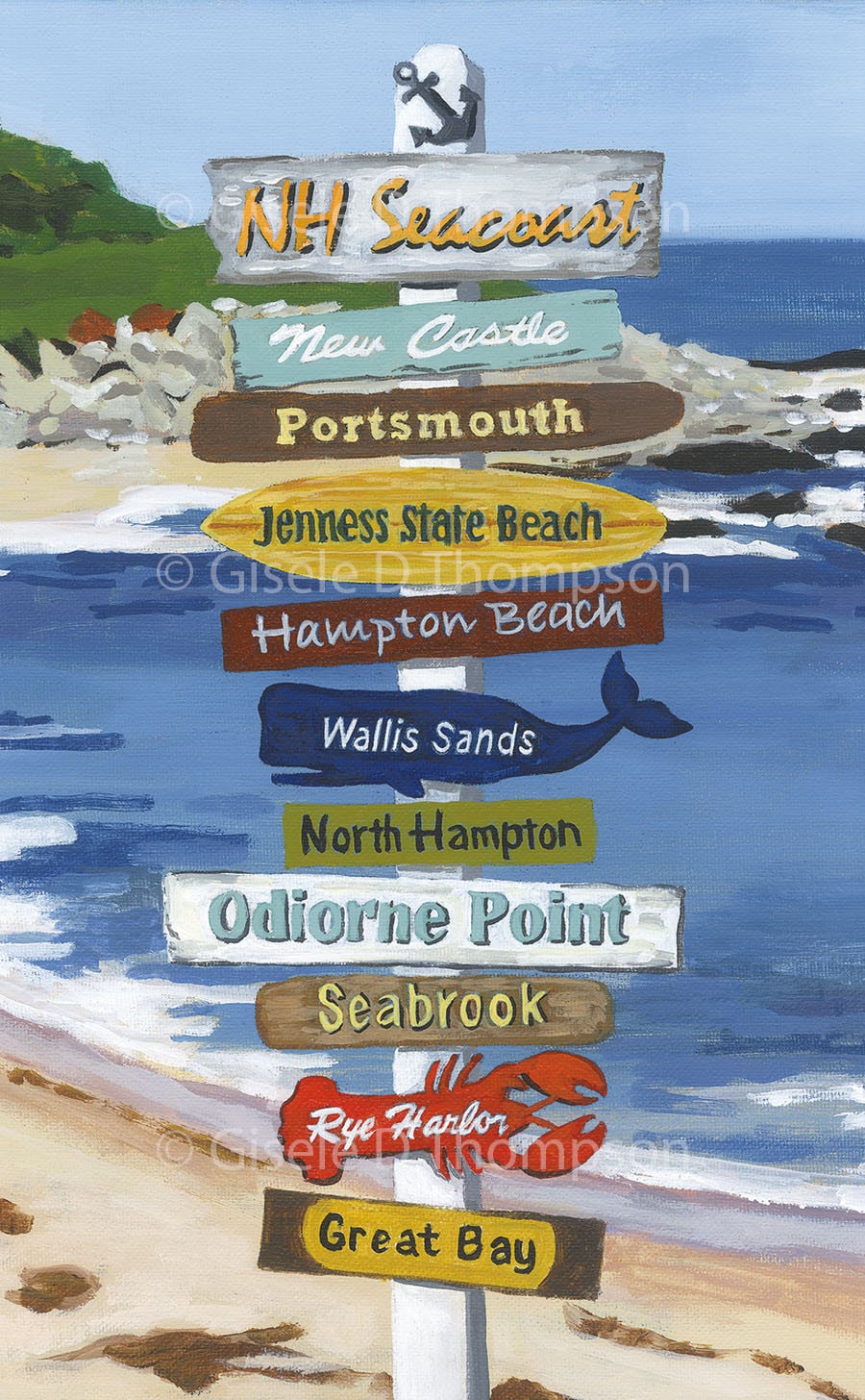 NH Signpost Poster NH Seacoast Portsmouth Hampton Beach Etsy