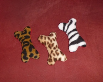 ANIMAL PRINT - BONE Squeaker toy - choose size - S M L