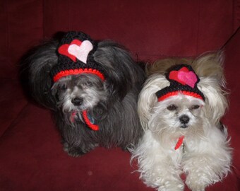 MY SWEET VALENTINE - Hearts hat -Dog or Cat - Choose colors - Humorous - 2 to 20 lb pets-made to order