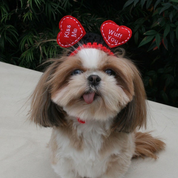 FLOATING HEARTS - WEDDING or Valentine Dog hat - Humorous - 2 to 20 lb pets-made to order