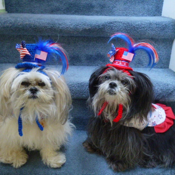 4th of July dog hat TOP HAT PATRIOTIC Pet - 2 to 20 lb dog or cat