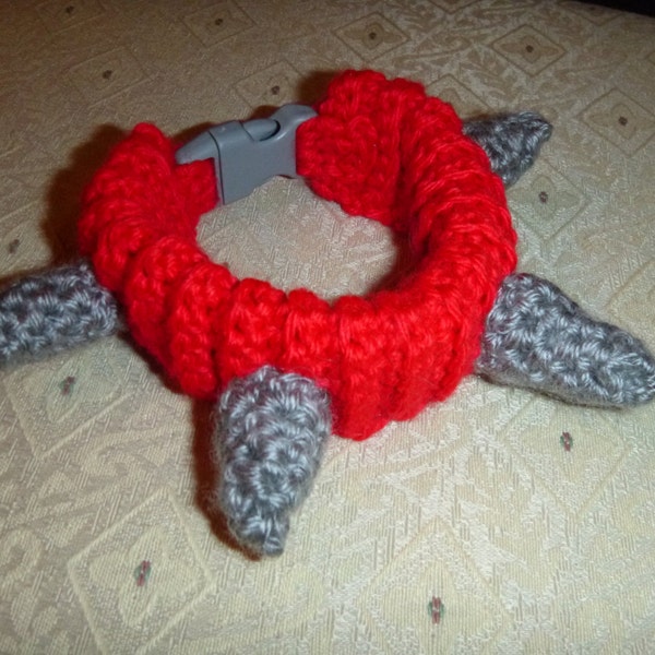 SPIKED PET COLLAR Crochet Dog Cat - Humorous - Made to order - up to 14" neck