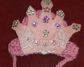 PRINCESS Crown - TIARA pet hat with jewels - 2 to 20 lb dog or cat - NEED measurement