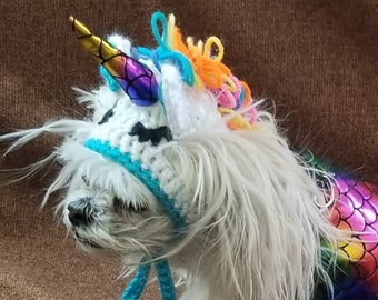 UNICORN pet hat - Dog Cat -Humorous- 2 to 20 lb pets - choose colors - NEED measurement