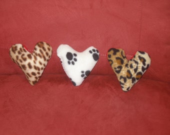 VALENTINE HEART - FUN Squeaker toy - Choose leopard, zebra, paw or cheetah w red back