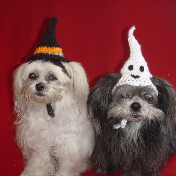 Dog or Cat- Halloween WITCH or GHOST HAT - Humorous - Choose color - 2 to 20 lb pets - need measurement