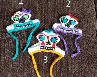Day of the Dead - SUGAR SKULL pet hat with Swarovski crystals - Dog or Cat - 2 to 20 lb pets-made to order