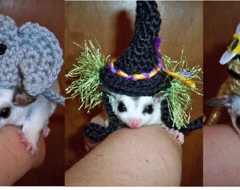 Choose - Tiny pet hat for Sugar Glider, Ferret, Guinea Pig, Rat, small rodent -Humorous -made to order