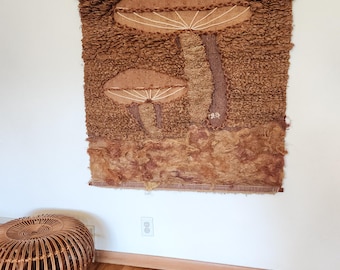 Don Freedman Mid Century Mushroom Fiber Art Tapestry Wall Hanging Artwork - Free Shipping