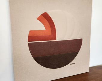 Ron Bretjfus Mid Century Mod Tonal Sunrise Sunset Textile Art