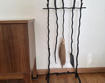 Herramientas de hierro forjado de estilo brutalista posmoderno para chimeneas - Envío gratuito