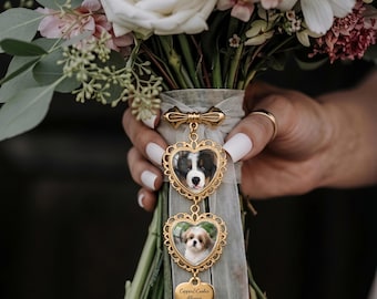 Ciondolo commemorativo personalizzato per bouquet da sposa, ciondolo personalizzato con foto di matrimonio, spilla commemorativa per lo sposo, regalo per addio al nubilato