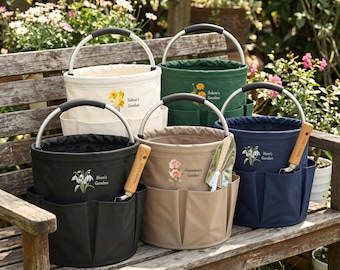 Bolsa de jardinería personalizada con 3 herramientas manuales, juego de bolsa de jardinería con nombre personalizado, regalos de jardinería para abuelas, regalo de cumpleaños para mamá, regalos para jardineras.